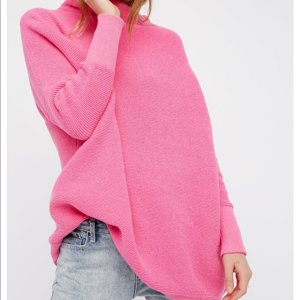 Free People hot pink Ottoman Tunic Sweater